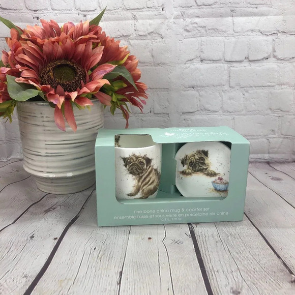 NWT Pug mug and coaster set royal worcester Wrendale design - Picture 1 of 5
